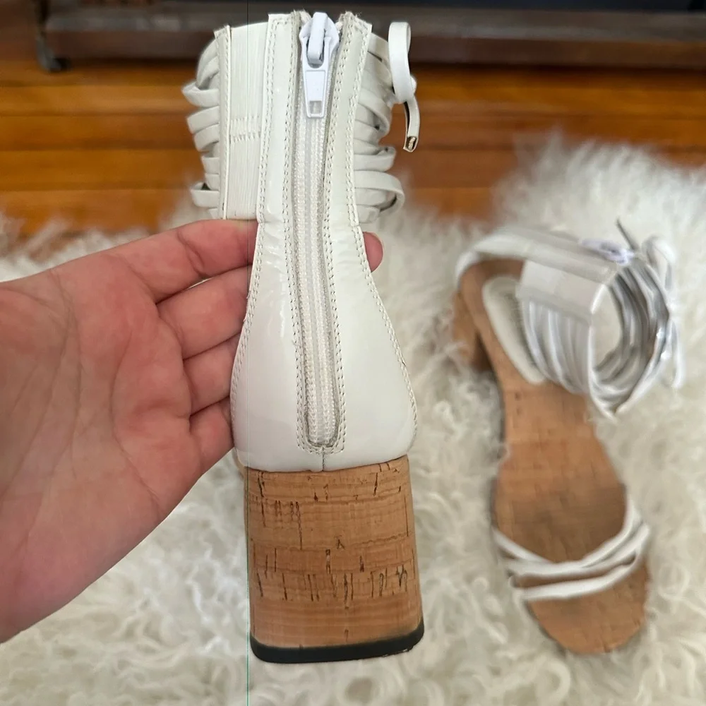 Jeffrey Campbell Everglade white patent sandal 7.5